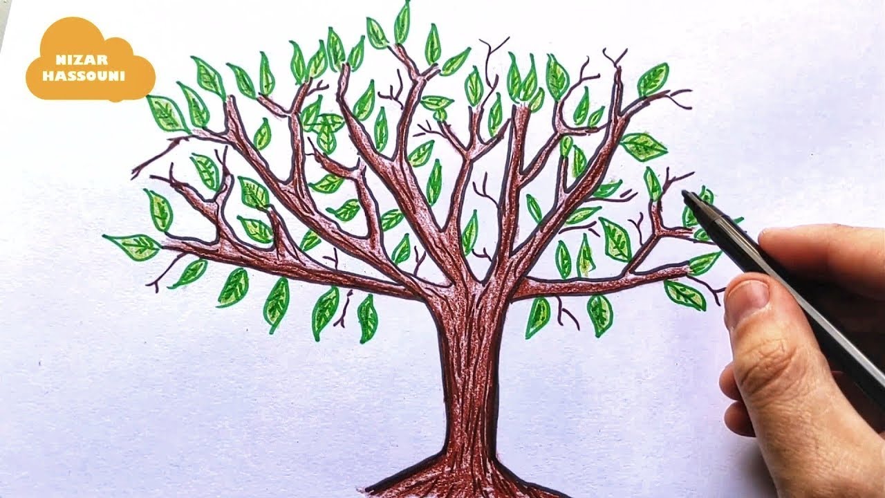Comment dessiner un arbre sur un mur étape par étape - YouTube