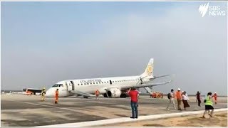 Myanmar Plane Lands Without Front Wheels