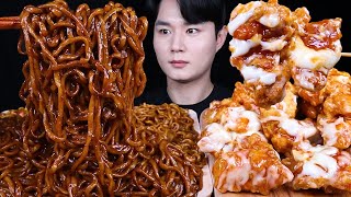 짜파게티 슈프림 양념치킨 치킨 먹방ASMR MUKBANG BLACK BEAN NOODLES &amp; FRIED CHICKEN チキン チャジャンラーメン eating sounds