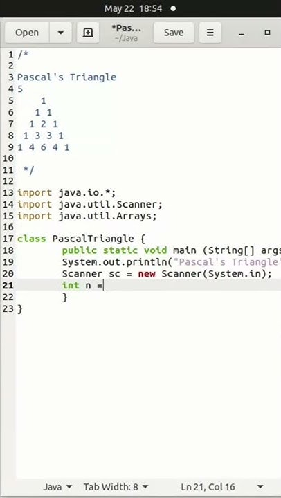 Pascal's Triangle | Java | Nataraja Murthy #pascal #triangle #java # ...
