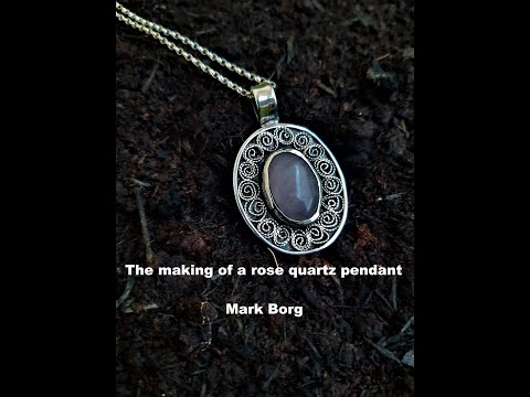 The making of a Rose Quartz pendant using filigree in sterling silver