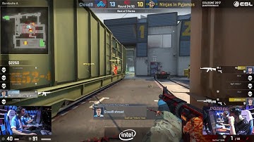 shroud 1v3 clutch vs NiP [ ESL One Cologne 2017 ]
