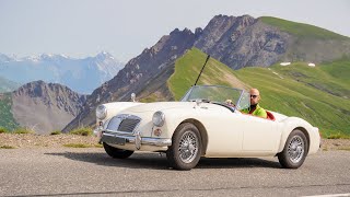 Col du Galibier in a classic car (MG MGA)