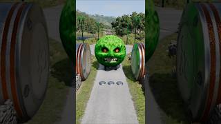 Colorful Capsule Bus, Moon Car vs Hydraulic Crash #shorts #kidsgamertech #beamng