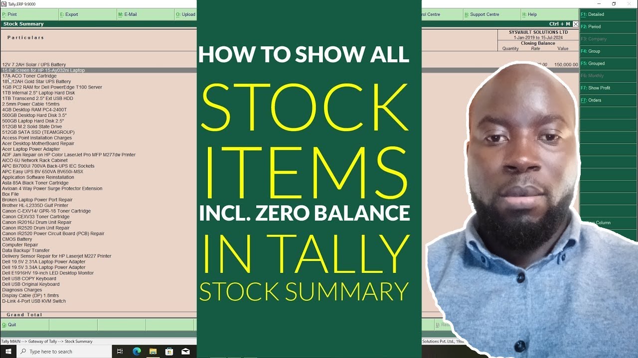 How to show stock item in tally erp9 - YouTube
