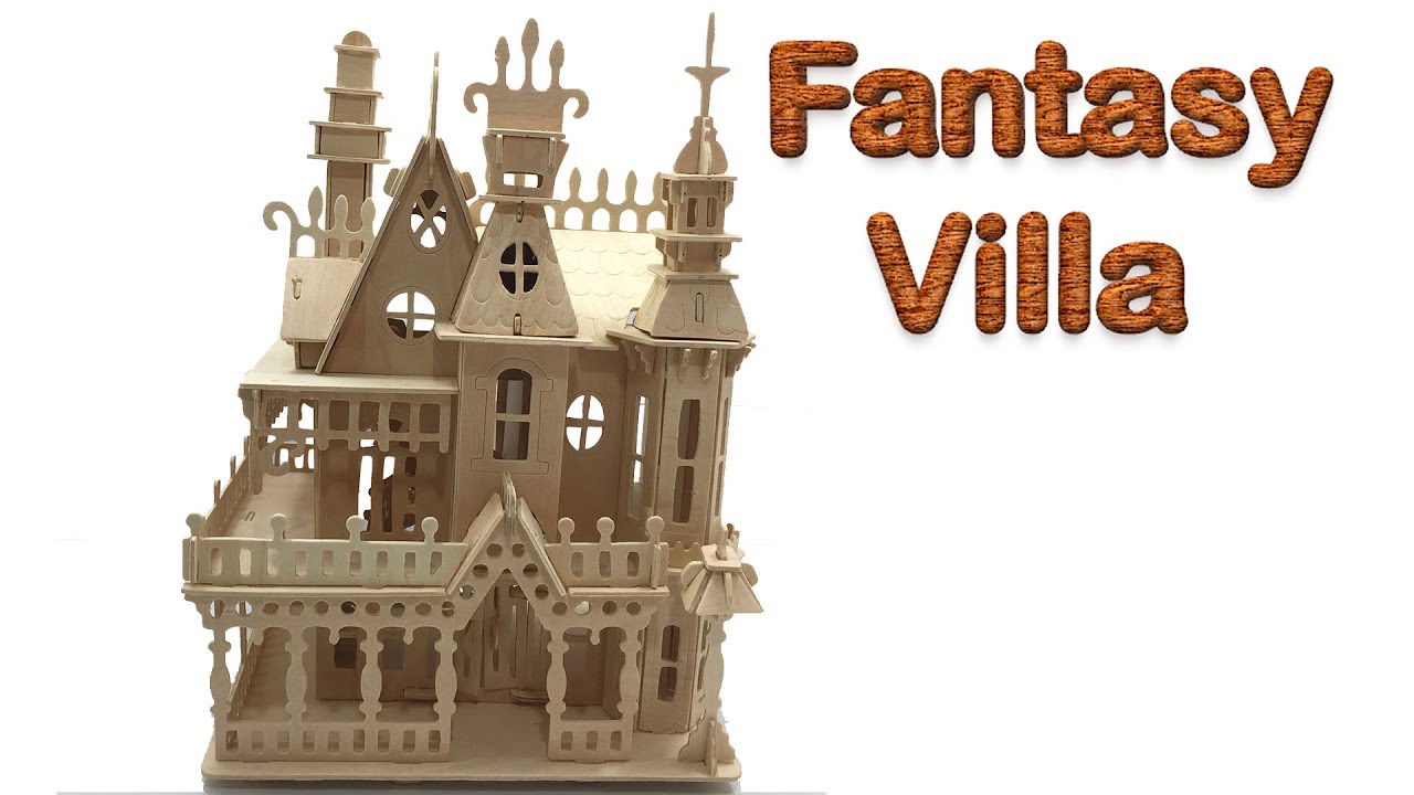 DIY 3D WoodCraft Construction Kit Fantasy Villa - YouTube