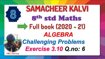 8th std maths full book chapter 3- ALGEBRA / Exercise 3.10 Q.no:6 / Graph / samacheer kalvi 2020-21