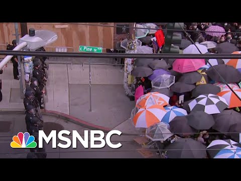 Seattle Protesters Use Umbrellas To Guard Against Possible Pepper Spray | The 11th Hour | MSNBC