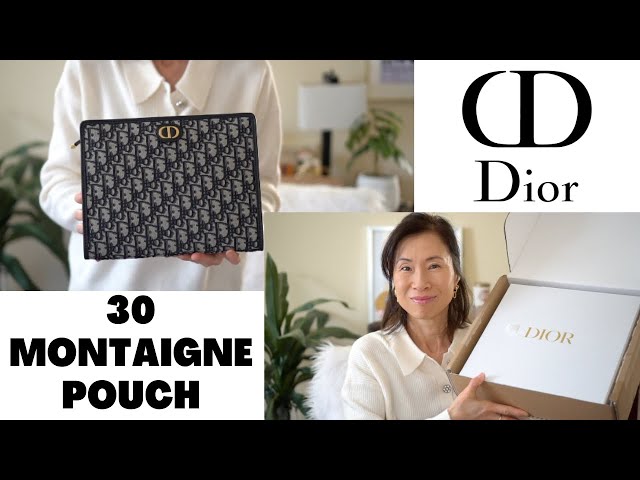 Medium 30 Montaigne Pouch Gray Dior Oblique Jacquard