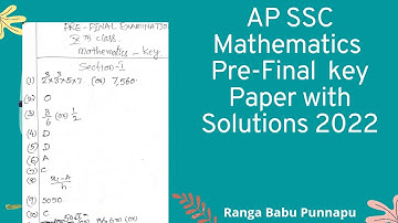 💐👌😊AP SSC Pre- Final 2022 Mathematics Key Paper with Solutions 💐👌