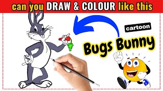 Easy Bugs Bunny Cartoon Drawing for Kids Step by Step Guide.