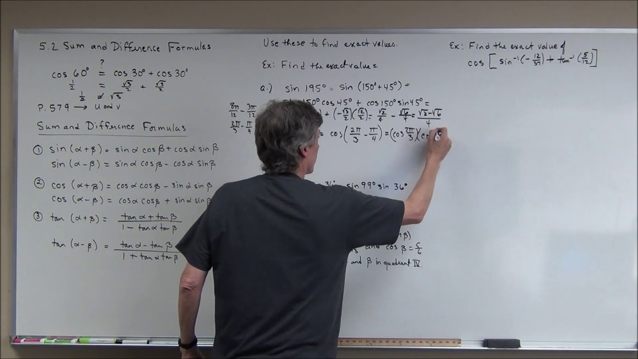 5 2 Sum and Difference Formulas 1 - YouTube
