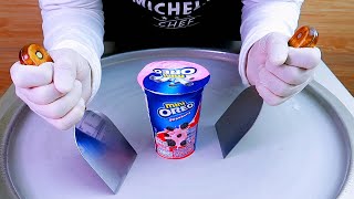 Mini OREO ice cream rolls street food ASMR - ايس كريم رول اوريو ميني