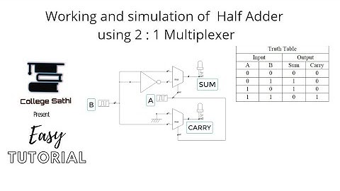 Construction and Working of Half Adder using 2:1 MUX [SIMULATION]