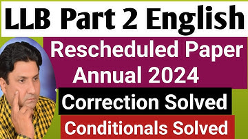 LLB Part 2 English Re-conducted Paper Solved |LLB Part 2 Annual Paper 2024 Solved ||