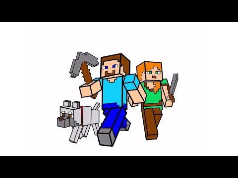 Minecraft para colorir (Steve, Alex e outros)