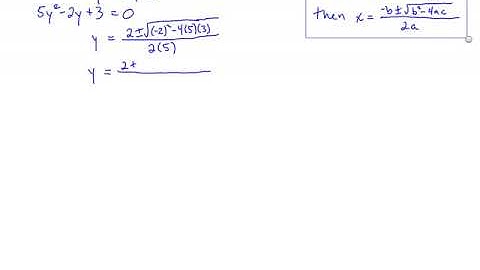 MTH 65 (§7.2, v5) Quadratic Formula No Real Solution - Your Turn