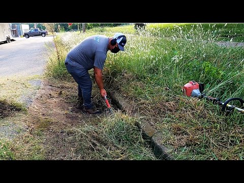 Most OVERGROWN EDGE I''''ve Ever Seen, Satisfying Lawn Cleanup Transformation