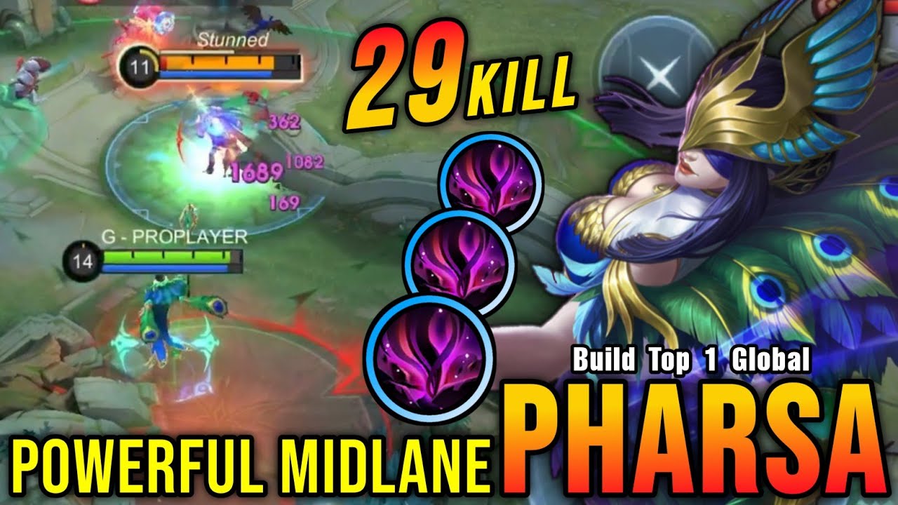 29 Kills!! Powerful Midlane Pharsa 100% Killing Machine!! - Build Top 1 Global Pharsa ~ MLBB