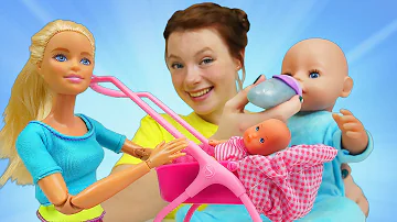 Puppen Video auf Deutsch. Barbie passt auf das Baby auf. Spielspaß mit Baby Born und Irene