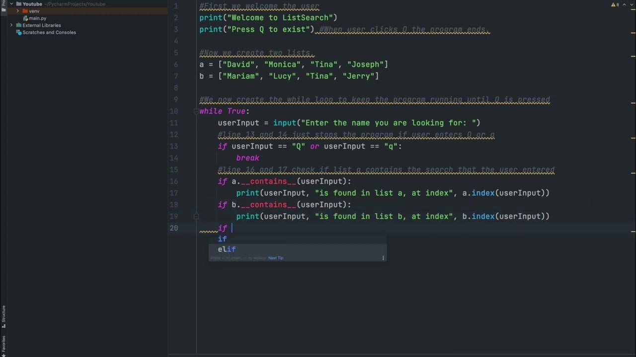 How to search for an element in a list in Python (Beginner Level Video ...