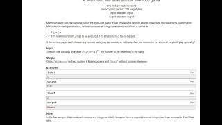 Mahmoud and Ehab and the even odd game 959 A Codeforces C++