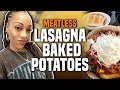 Lasagna Baked Potatoes (meatless)! New recipe + weight loss