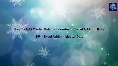 How to Add Master Data to Favorites for Excel Addin in IBP