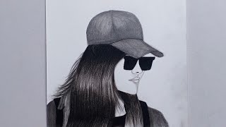 How to draw a girl with glasses and cap drawing easy