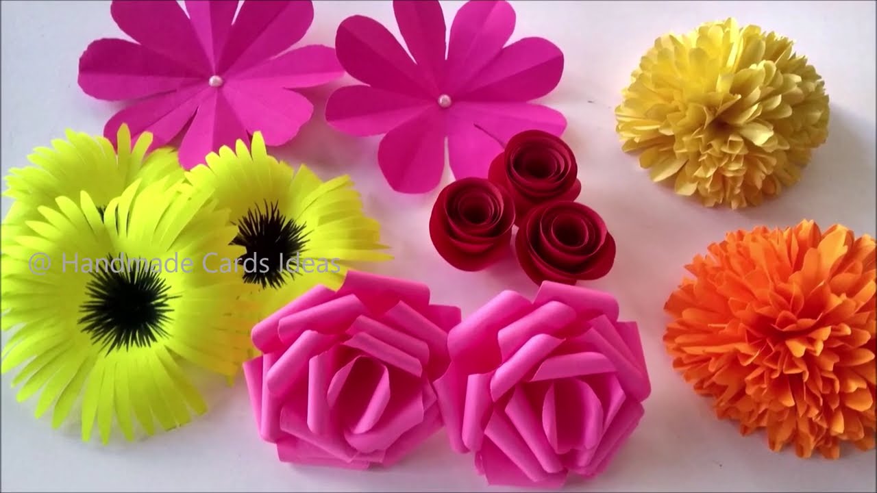 5 Beautiful Flowers Making Idea Handmade Paper Flowers Tutorial