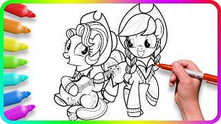 Coloring Pages MY LITTLE PONY - Applejack. How to color My Little Pony. Easy Drawing Tutorial Art