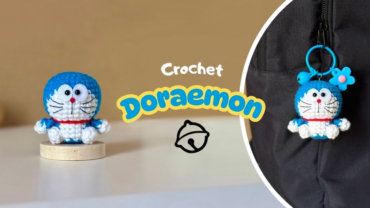 Crochet Mini Doraemon Keychain | Crochet tutorial - Amigurumi | Hướng dẫn móc Doremon bằng len