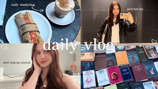 daily vlog | skincare, makeup & cafe studying