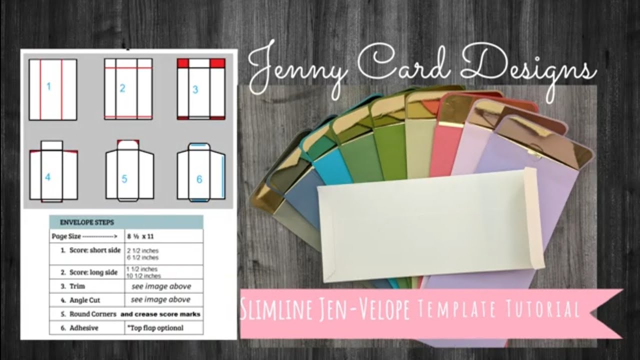 How to Make an Easy Slimline Envelope Tutorial  Jen-Velope Templates  DIY  Crafts Pertaining To Envelope Templates For Card Making