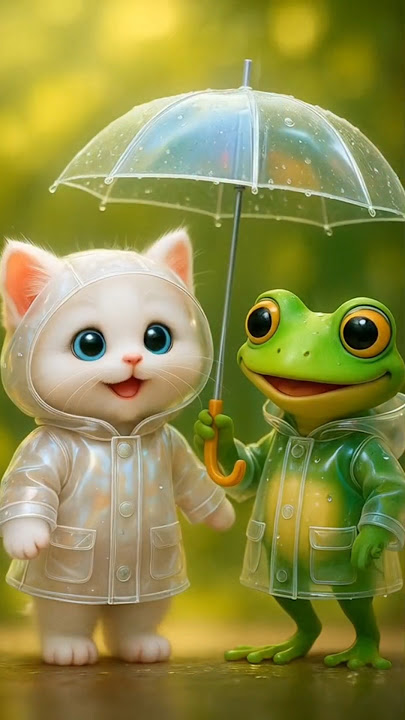 Cat & frog dance in the rain 🐱🐸🎵 Cutest Duo Ever | AI Animated Short