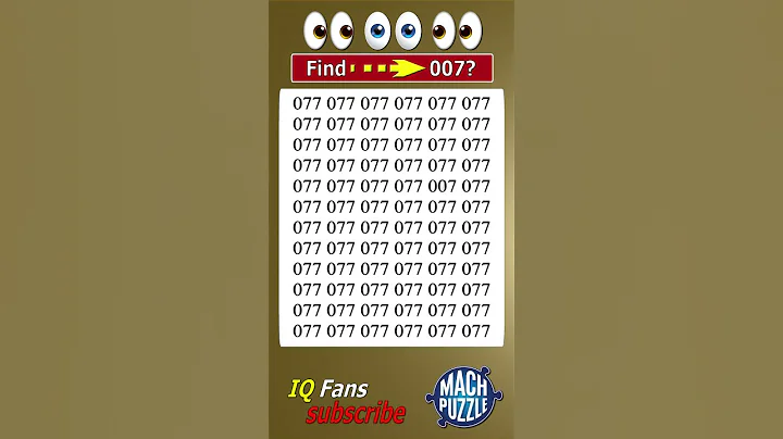 Find 007 where? | Brain Teaser IQ Test #shorts #different #puzzles #opticalillusion #quiz