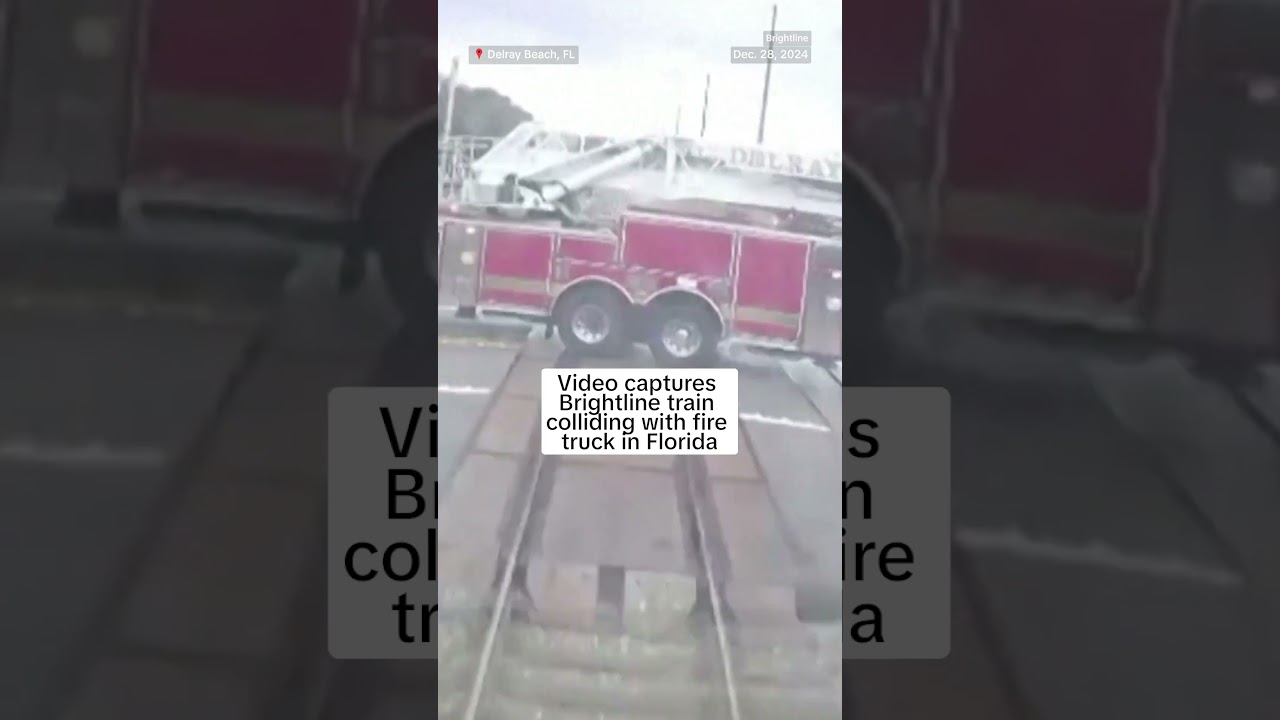 Video captures Brightline train colliding with fire truck in Florida