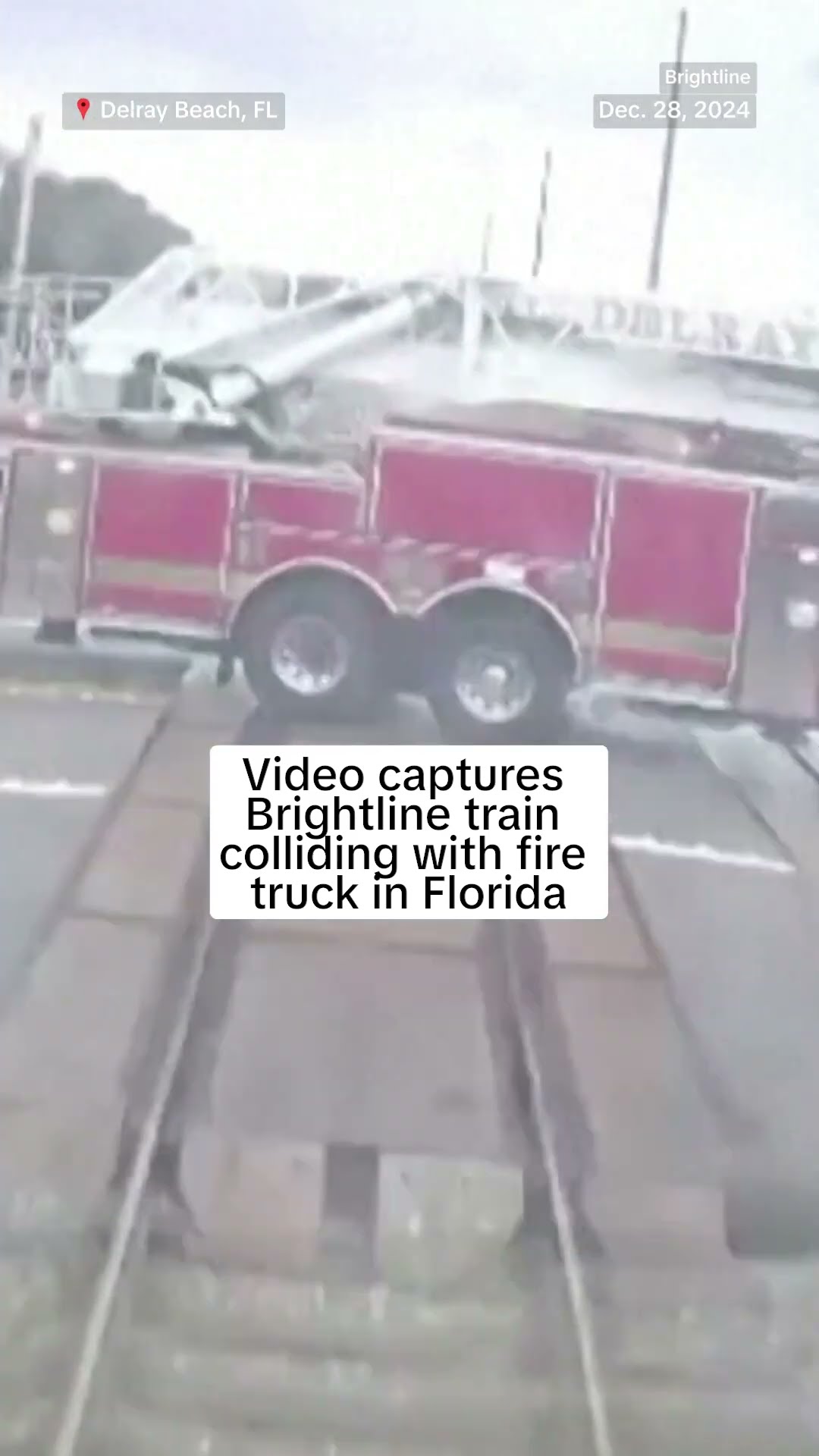 Video captures Brightline train colliding with fire truck in Florida