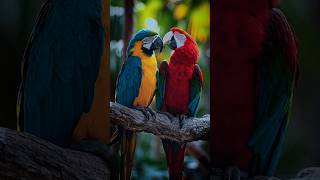 💞 Two Colorful Macaw Parrots Enjoying in the Jungle | Most Beautiful Love Moment 🦜🌿 #shorts
