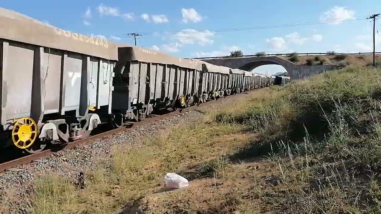 A Tandem of GT42AC Locomotives Leaving Mahalapye With Clinker Bound To Zimbabwe