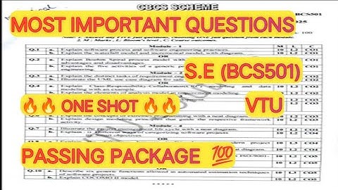 VTU Software Engineering BCS501 Most Important Questions | One Shot Revision | Guaranteed Exam Focus