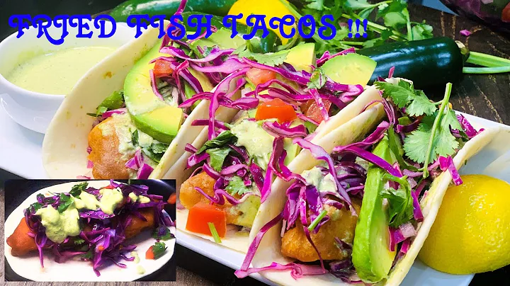 Beer battered Fried Fish Tacos with creamy jalapeno-cilantro sauce!!