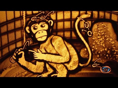 ქვიშის სამყარო - მაიმუნი და სათვალე (with English subtitles) | ქვიშაზე ხატვა