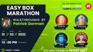 Easy Box Marathon with Patrick Gorman - Hack The Box Tampa Meetup