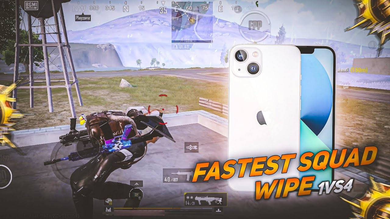 Fastest Squad Wipe 💥| 1v4 Clutches | IPhone 13 BGMi Gameplay - YouTube