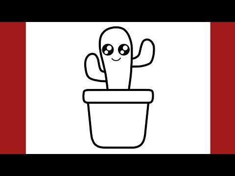 كيف ترسم صبار كيوت وسهل خطوة بخطوة رسم سهل تعليم الرسم للمبتدئين