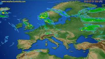 Radar forecast Europe // modelrun: 12h UTC 2019-07-30