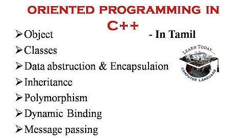Basic Concepts of Object oriented programming in C++ - In Tamil