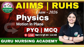 Physics- Motion in Straight Line MCQ I PYQ B.Sc Nursing Entrance Exam.  AIIMS I RUHS CUET2026 BY GNA