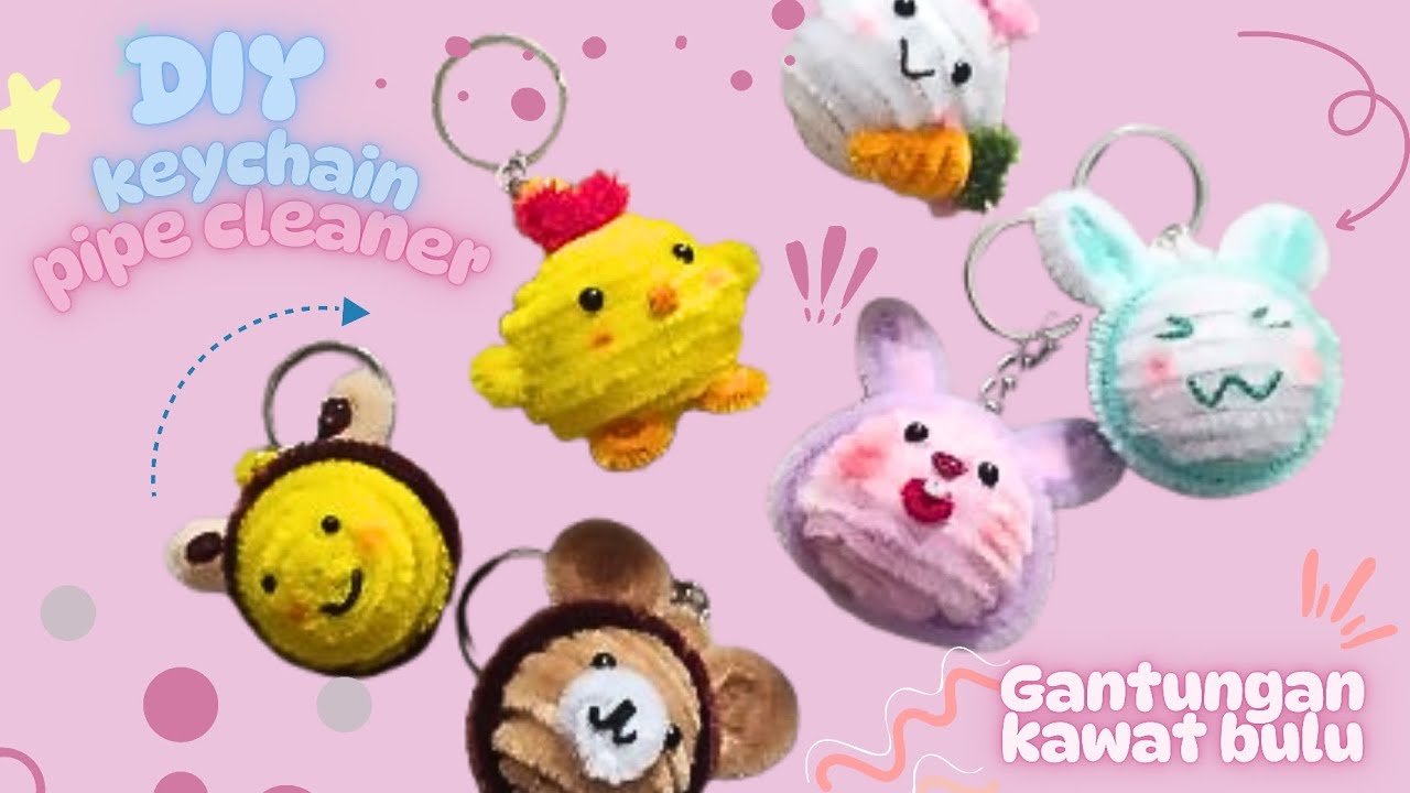 Diy Keychain teddy bear from wire feathers |Gantungan kunci kawat bulu beruang lucu| Tutorial